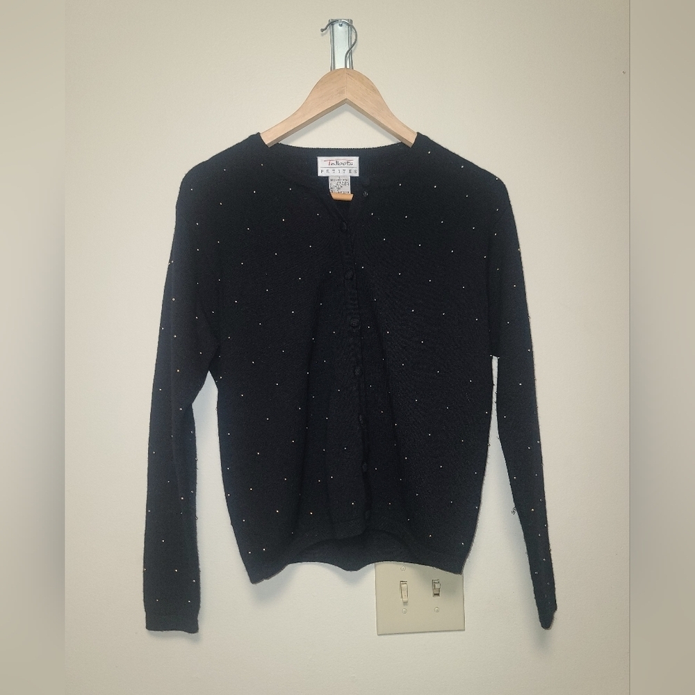 Vintage Talbots wool Cardigan with gold studs size ps